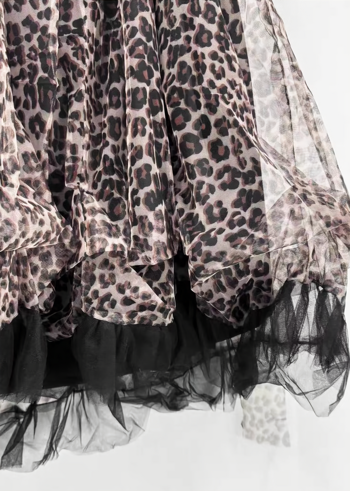 LEOPARD RIBBON TULLE DRESS / LG1618