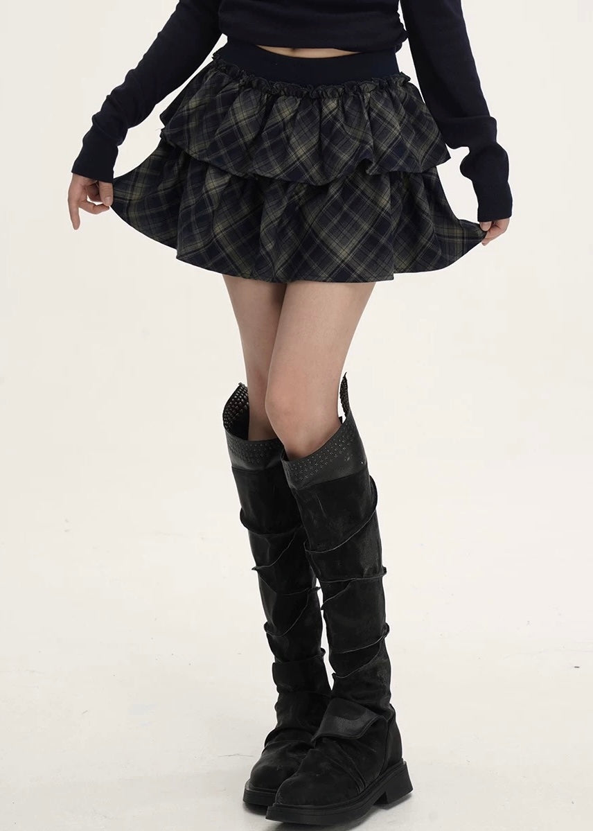 Check Frill Mini Skirt / LG1390
