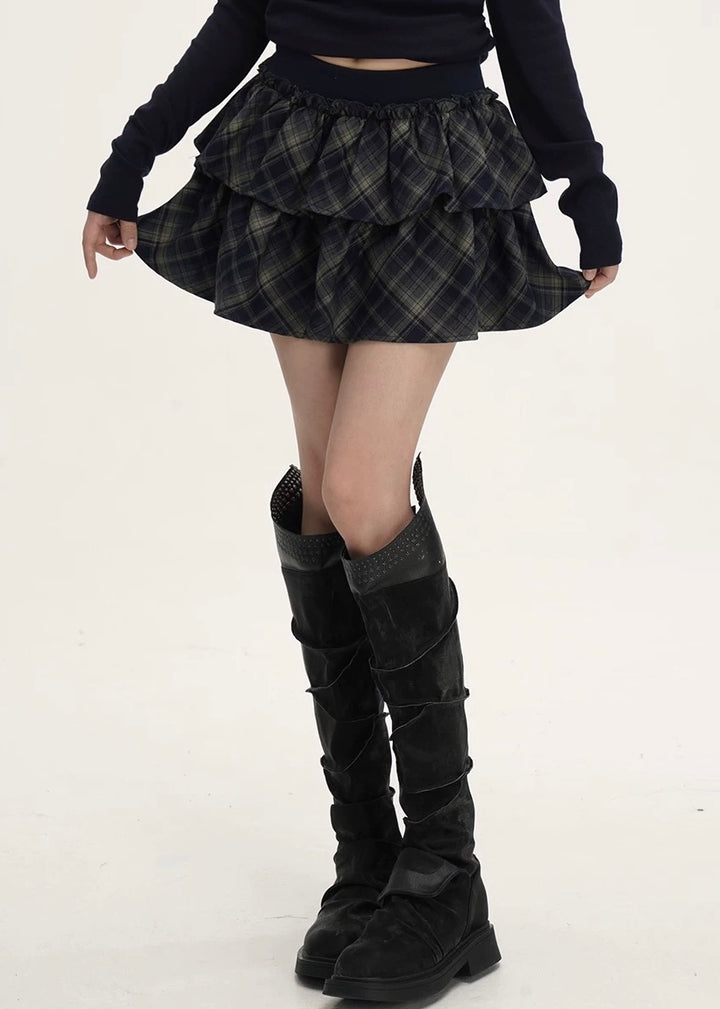 Check Frill Mini Skirt / LG1390