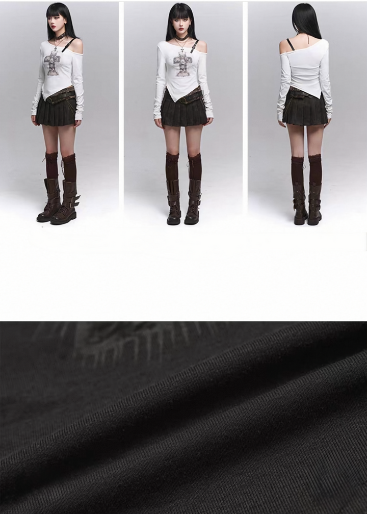 ASYMMETRY CROSS OFF SHOULDER TOP / lg1331