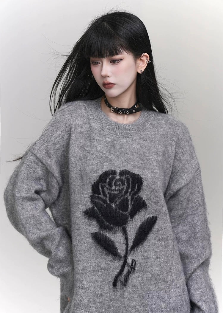 【即日配送】dark girly-rose sweater / LG1153