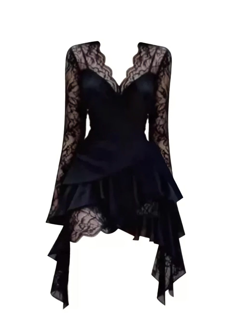 LACE GOTHIC DRAPE MINI DRESS / LG1606