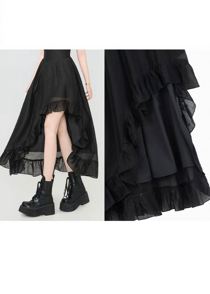 RIBBON FRILL HIGH-LOW DRESS / LG1598