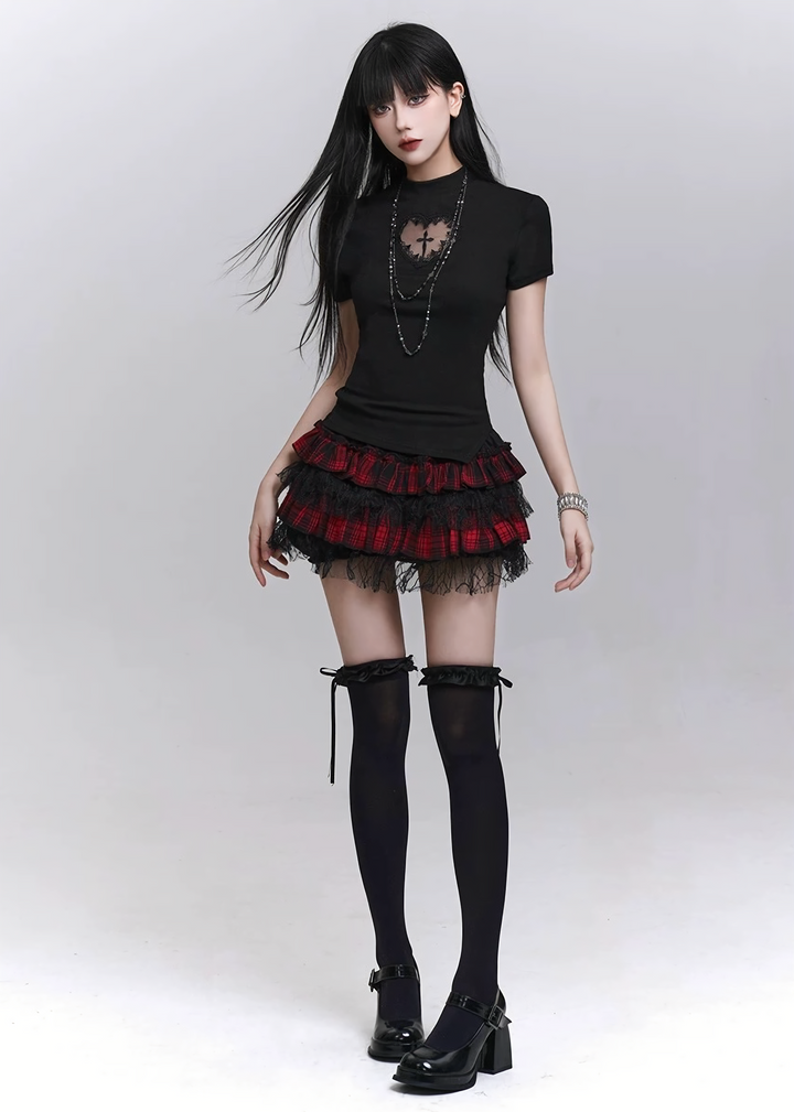 Heart See-Through x Cross Gothic Top / LG1294_e4r