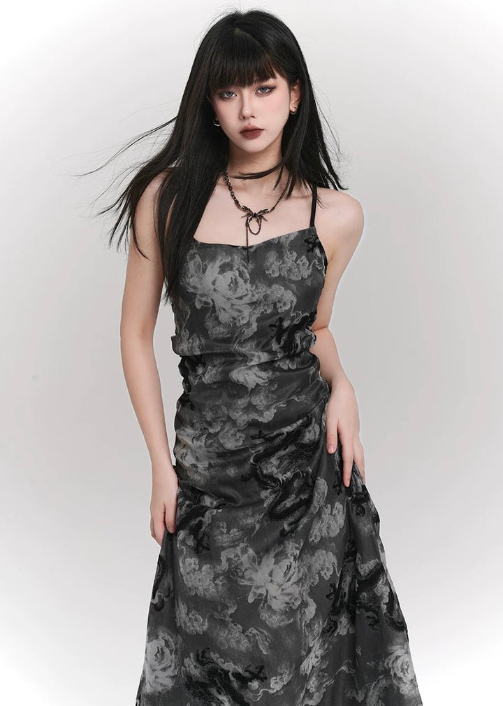Black Mirage Dragon Dress & Veil Touch Sheer Bolero / lg1328