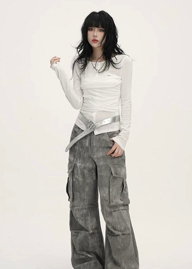 Henley Neck Drawstring Tops / LG1394