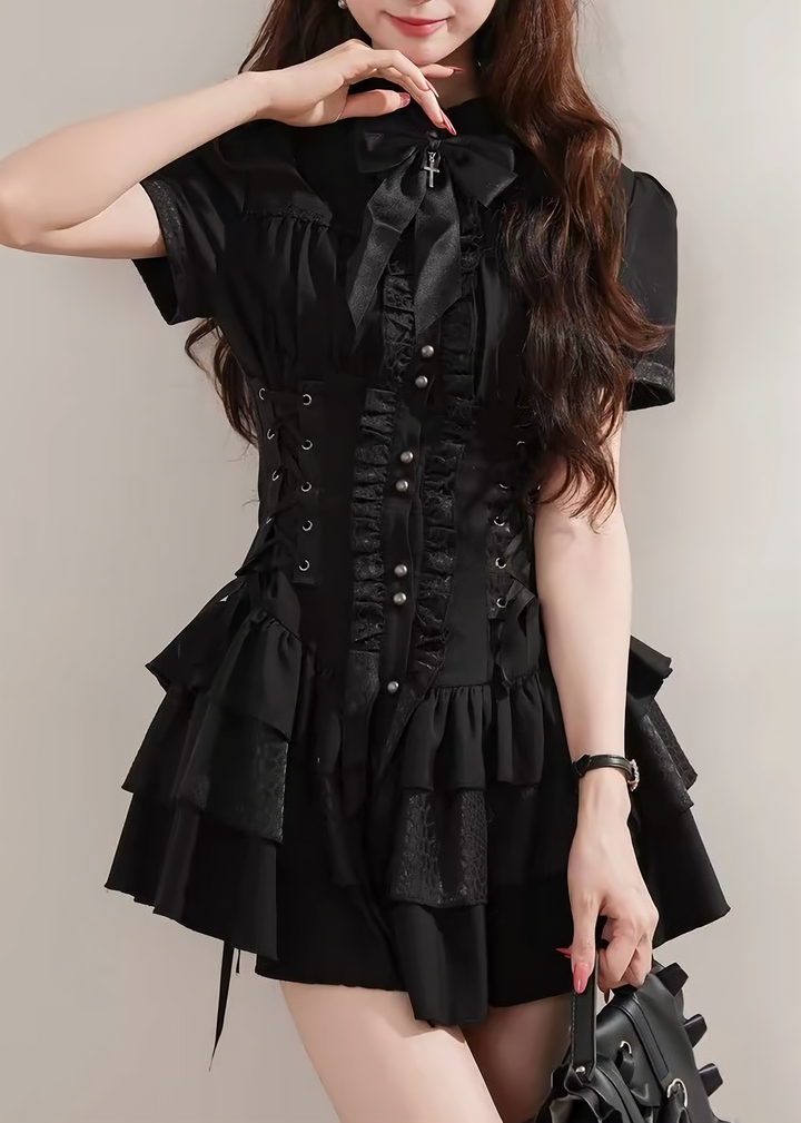 GOTHIC FRILL CORSET MINI DRESS / LG1561