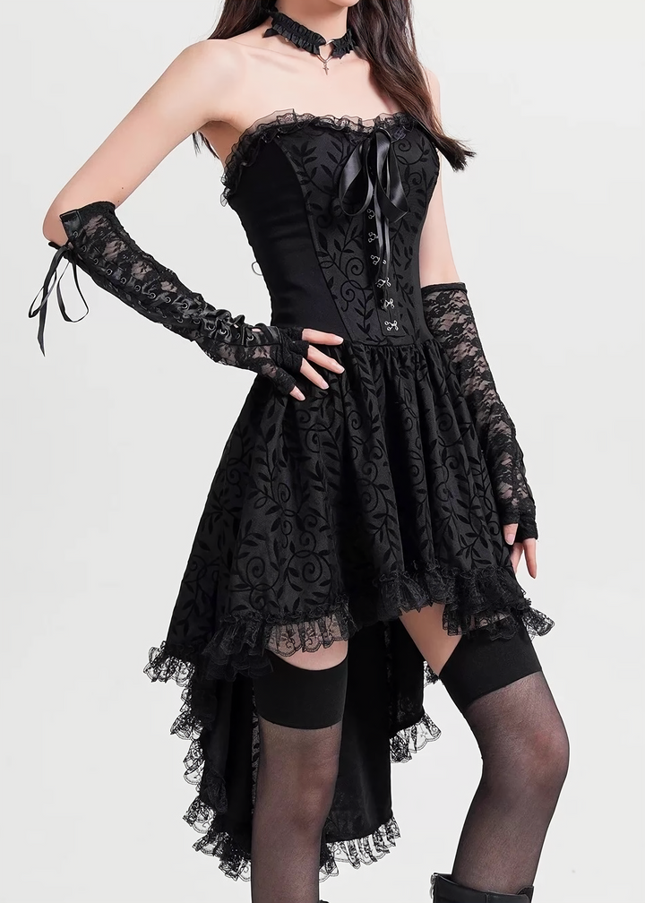 GOTHIC LACE ASYMMETRY DRESS / LG1604