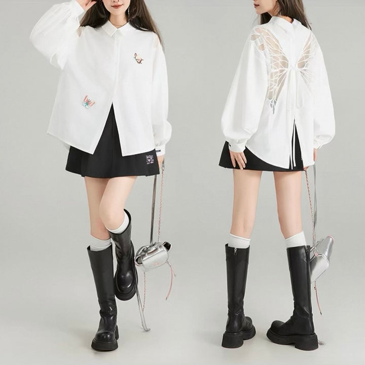 BUTTERFLY SHEER BACK SHIRT / LG1601