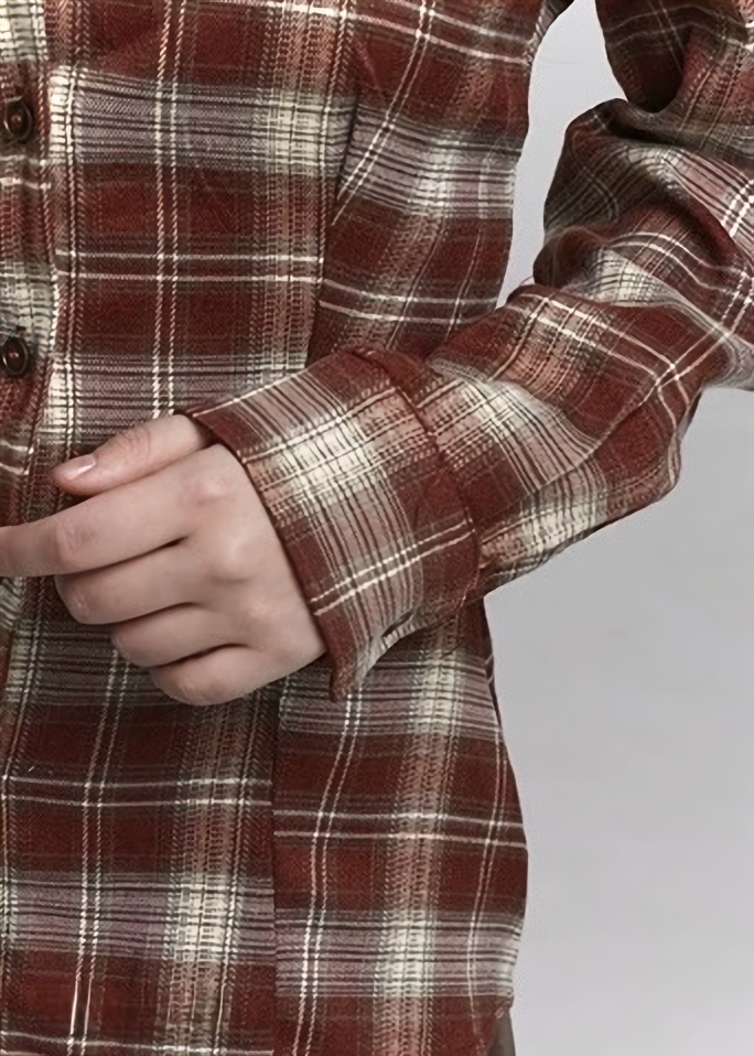 Plaid Off-Shoulder Strap Shirt / lg1366