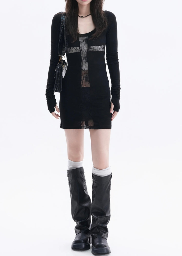 LACE CROSS SEE-THROUGH MINI  / LG1583