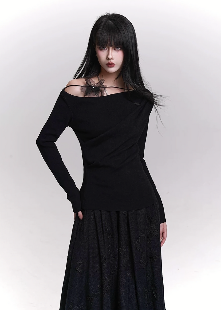 ASYMMETRIC STRAP OFF-SHOULDER TOP / LG1458