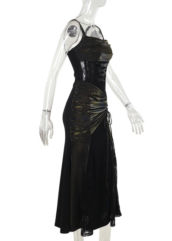 IRIDESCENT LACE-UP LONG DRESS SET / LG1705