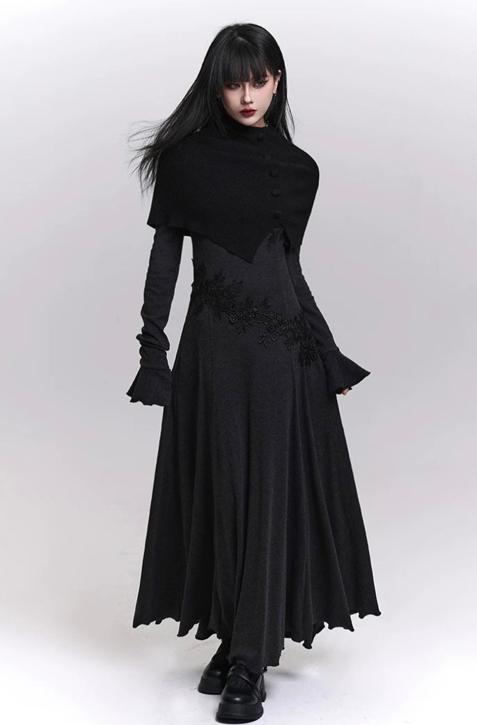 LACE ACCENT OFF-SHOULDER MAXI DRESS / LG1460