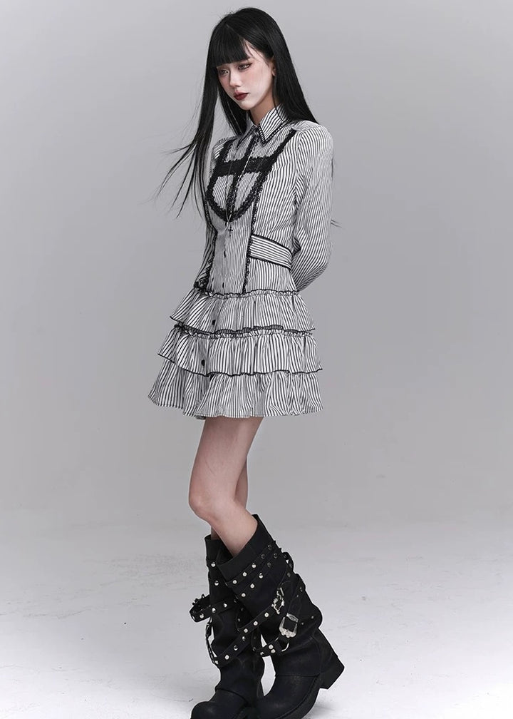 gothic striped dress / LG1237_e4r