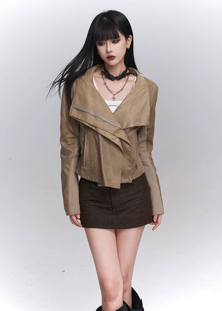 ASYMMETRY ZIP SHORT JACKET / LG1442