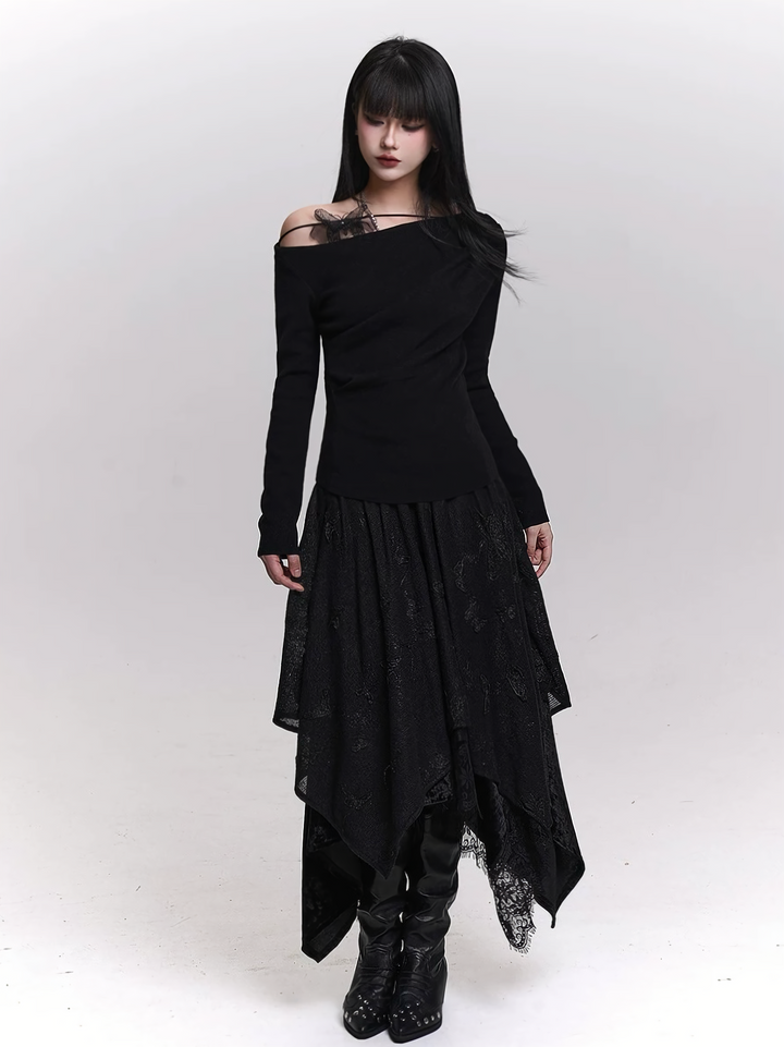 ASYMMETRIC STRAP OFF-SHOULDER TOP / LG1458