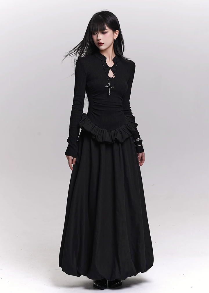 RUINED RUFFLE LONG DRESS / LG1455