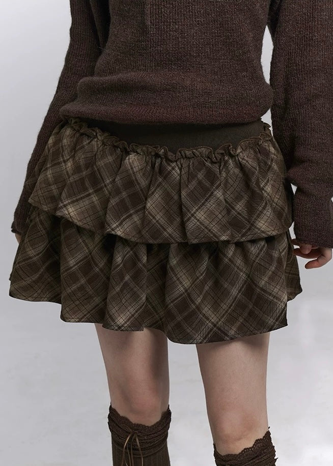 Check Frill Mini Skirt / LG1390