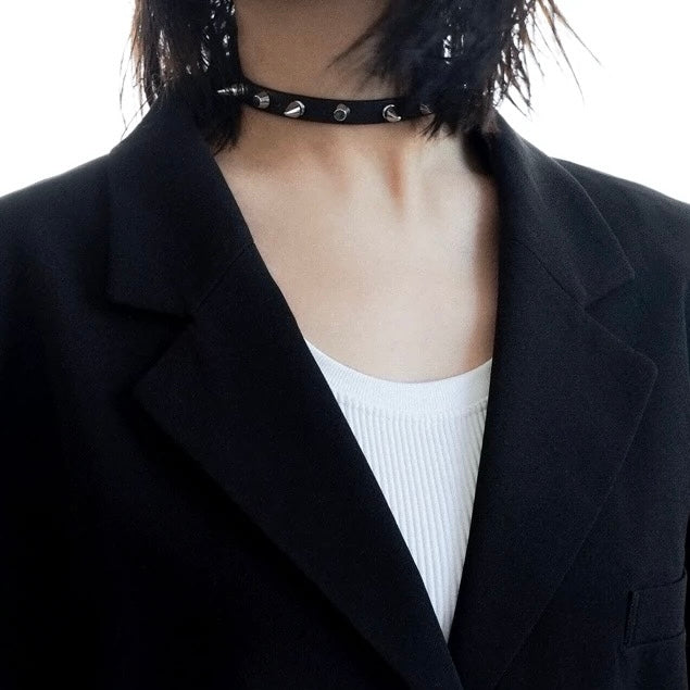 punk spike rivet choker / a1102