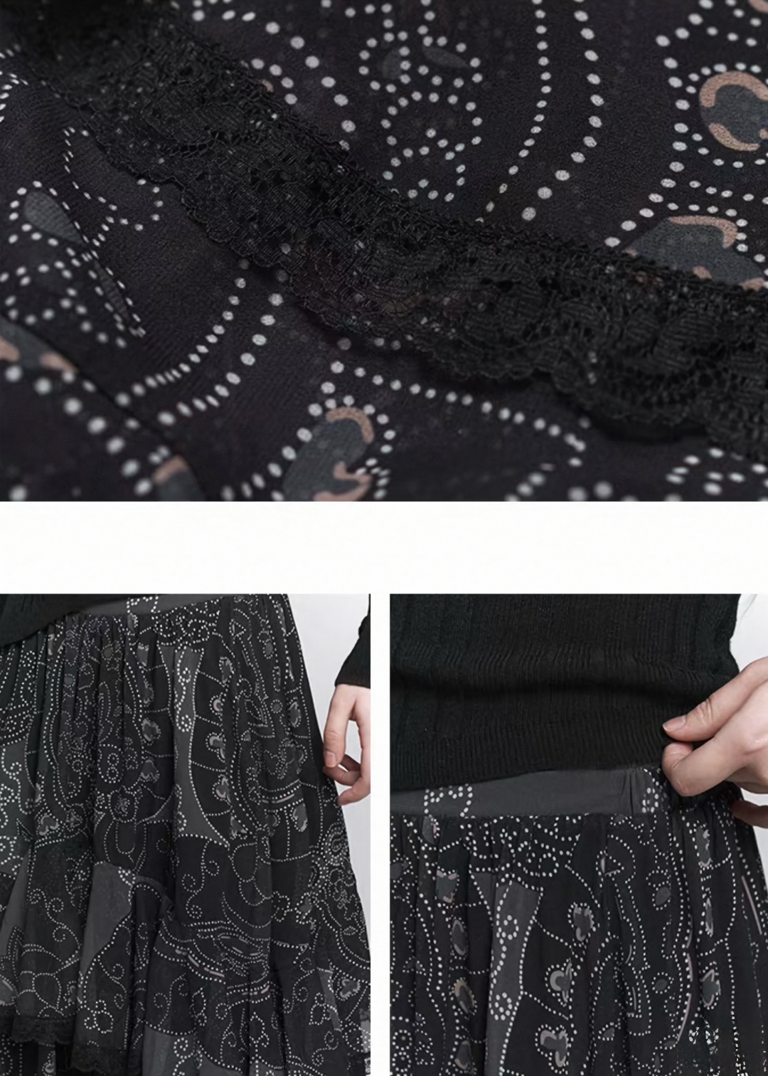 PAISLEY TIERED MIDI SKIRT / LG1499