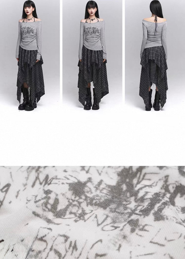 Layered Halter Neck Print Top / lg1357