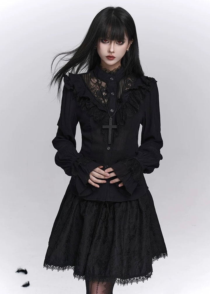 Midnight Ruffle Blouse / LG1403_e4r