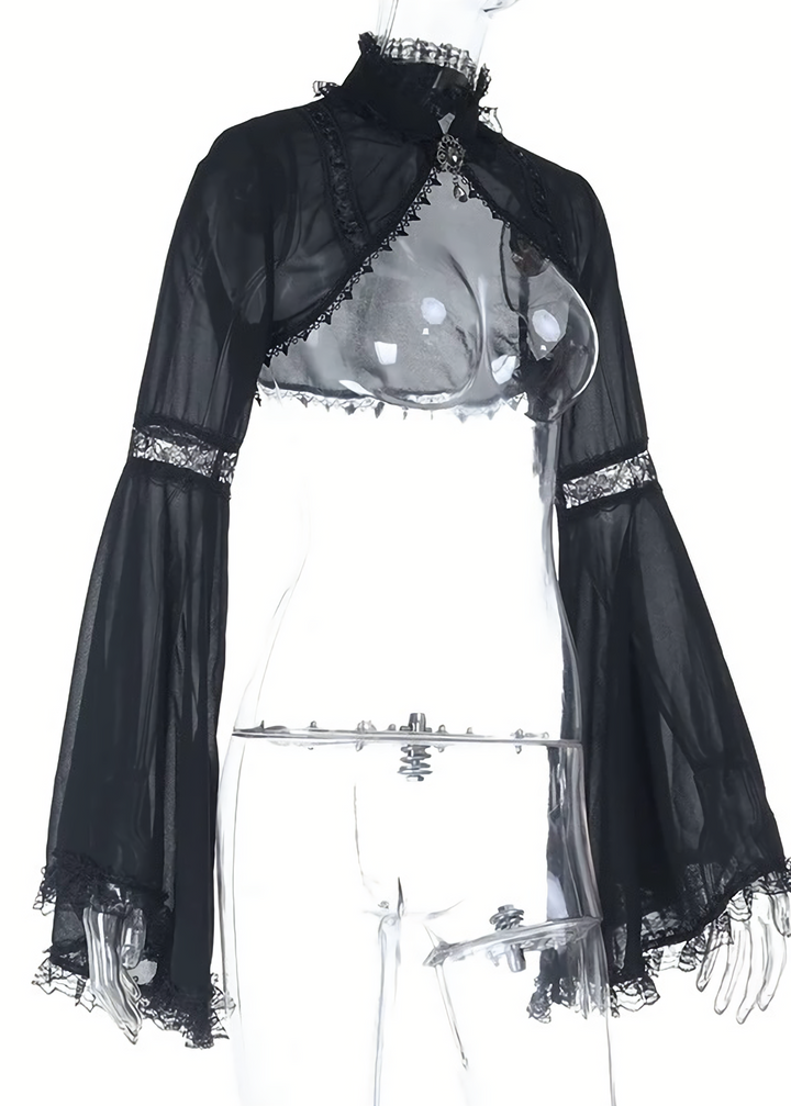 NIGHT ROSE LACE CARDIGAN & VELVET SHADOW GOTHIC DRESS / LG1407