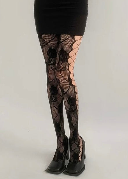 Side Cross Rose Stockings / Y1101_e4r