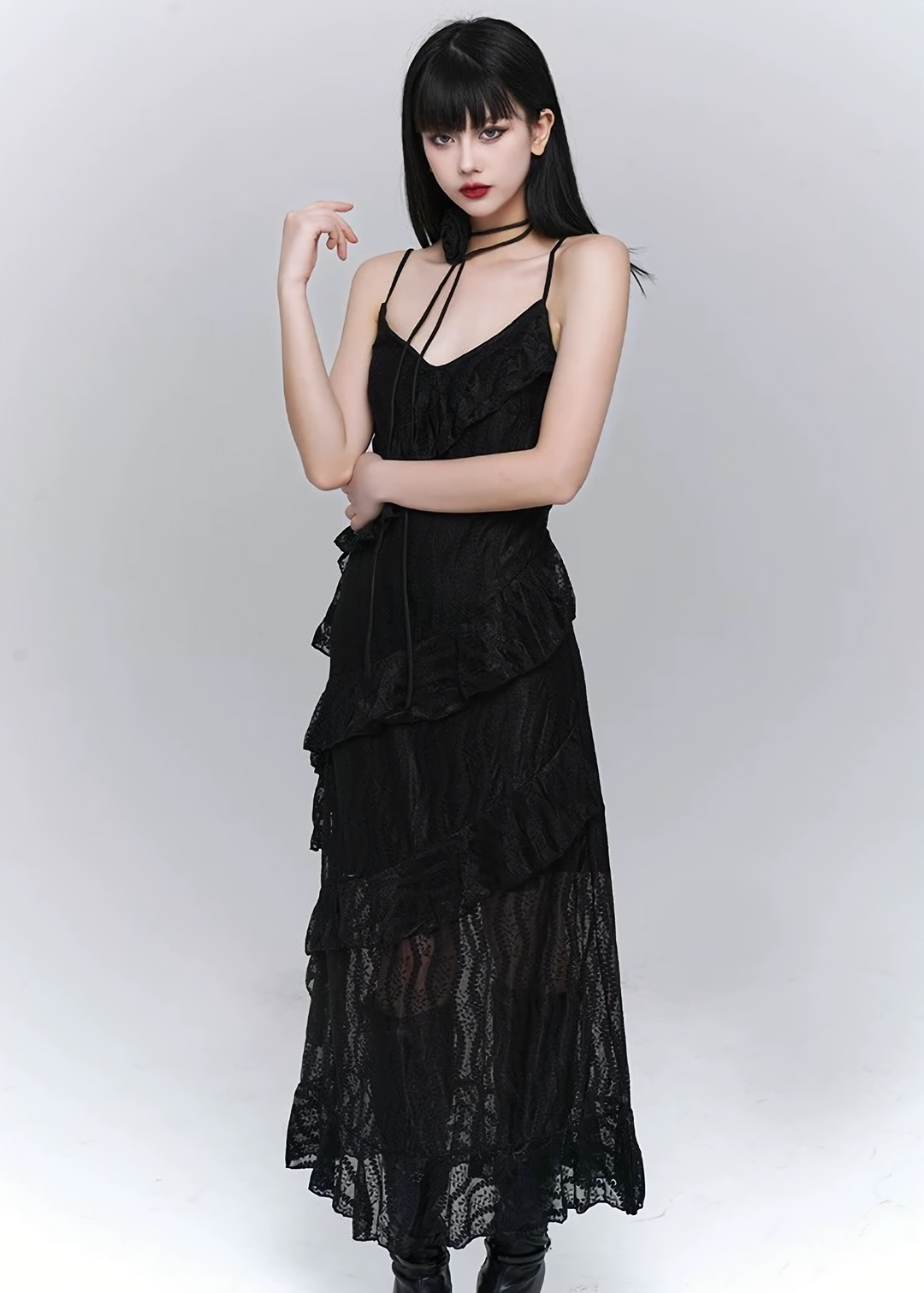 LACE LAYERED SLIP DRESS / LG1553