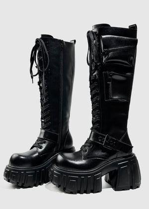 lace up combat boots / v1110