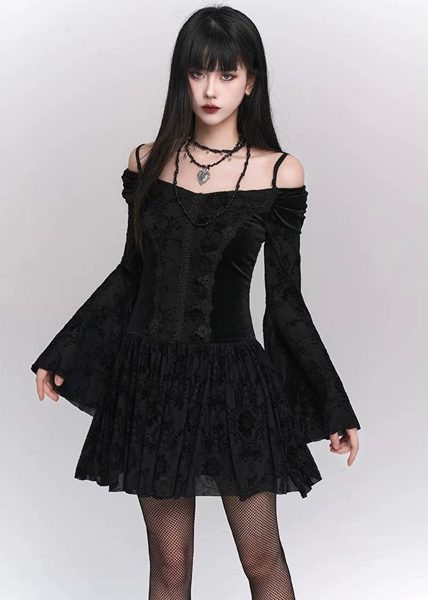 【당일 배송】black one shoulder strap dress / LG1173 