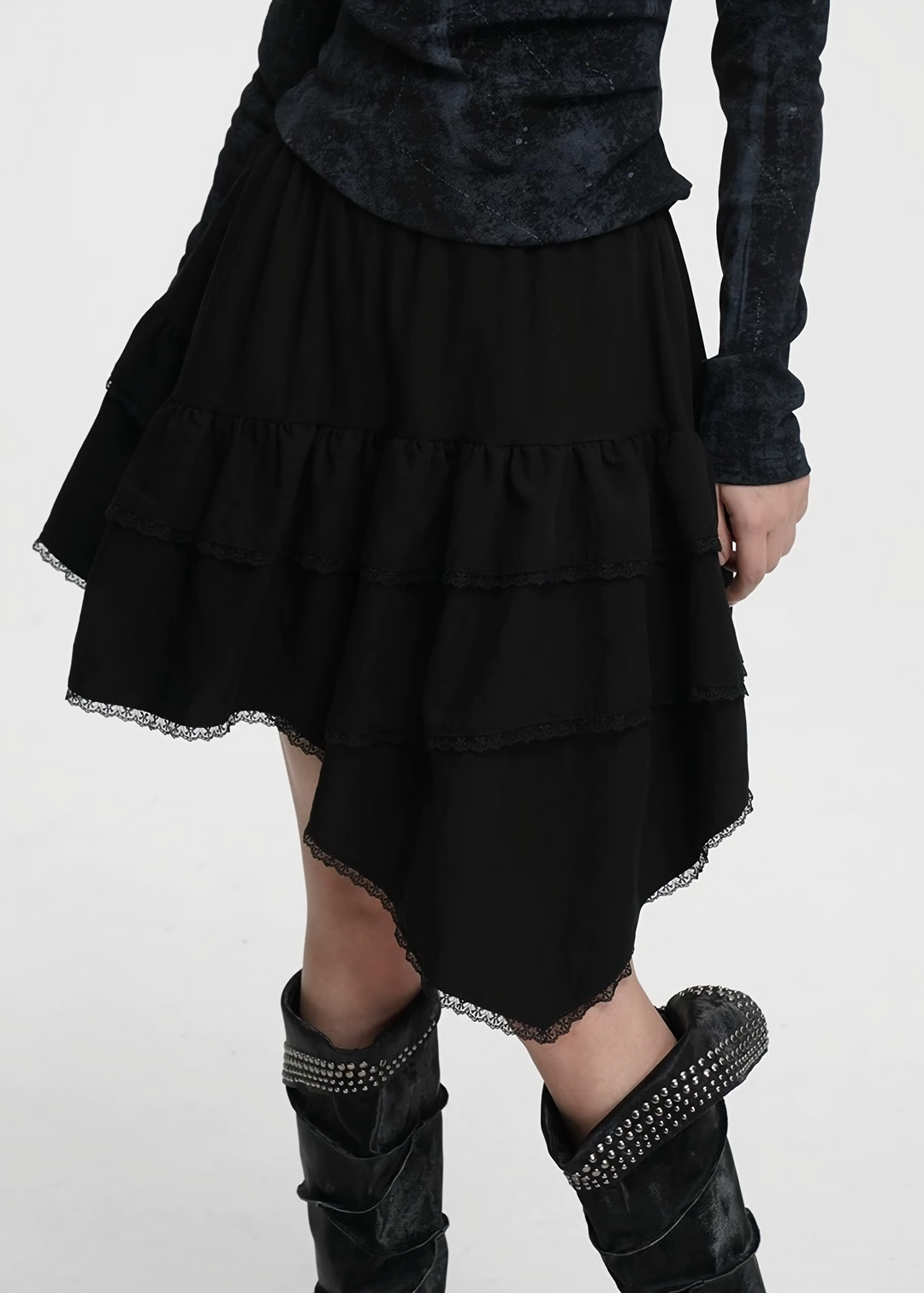 ASYMMETRIC FRILL LAYERED SKIRT / LG1421