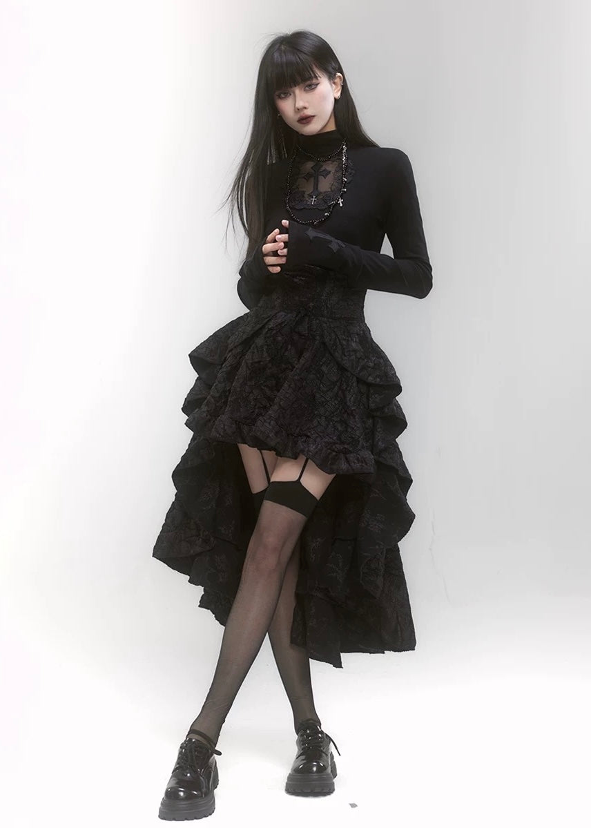 【당일 배송】gothic irregular hem skirt / LG1186