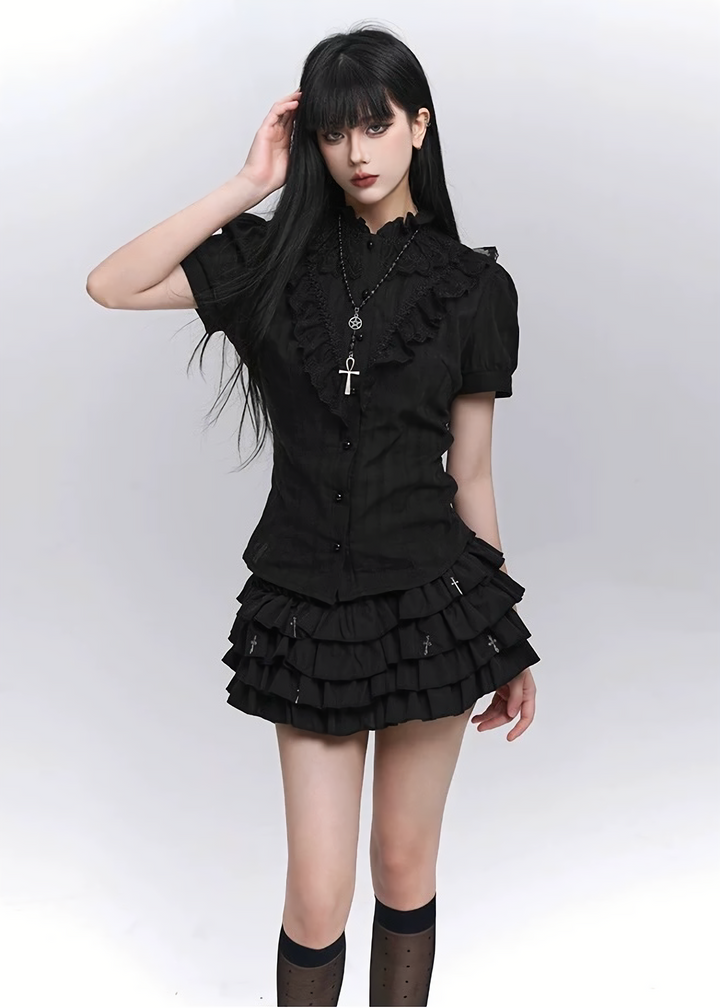 Celestial Cross Ribbon Blouse / LG1275_e4r