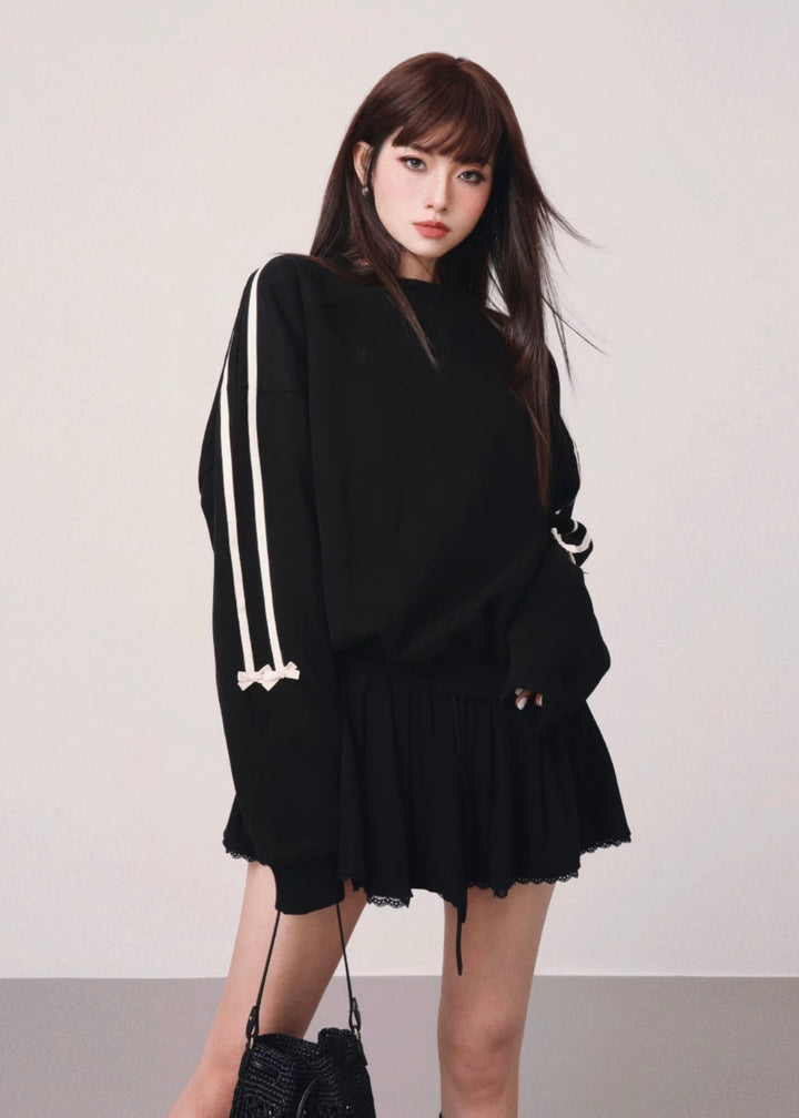 line ribbon sweatshirt / mu1120