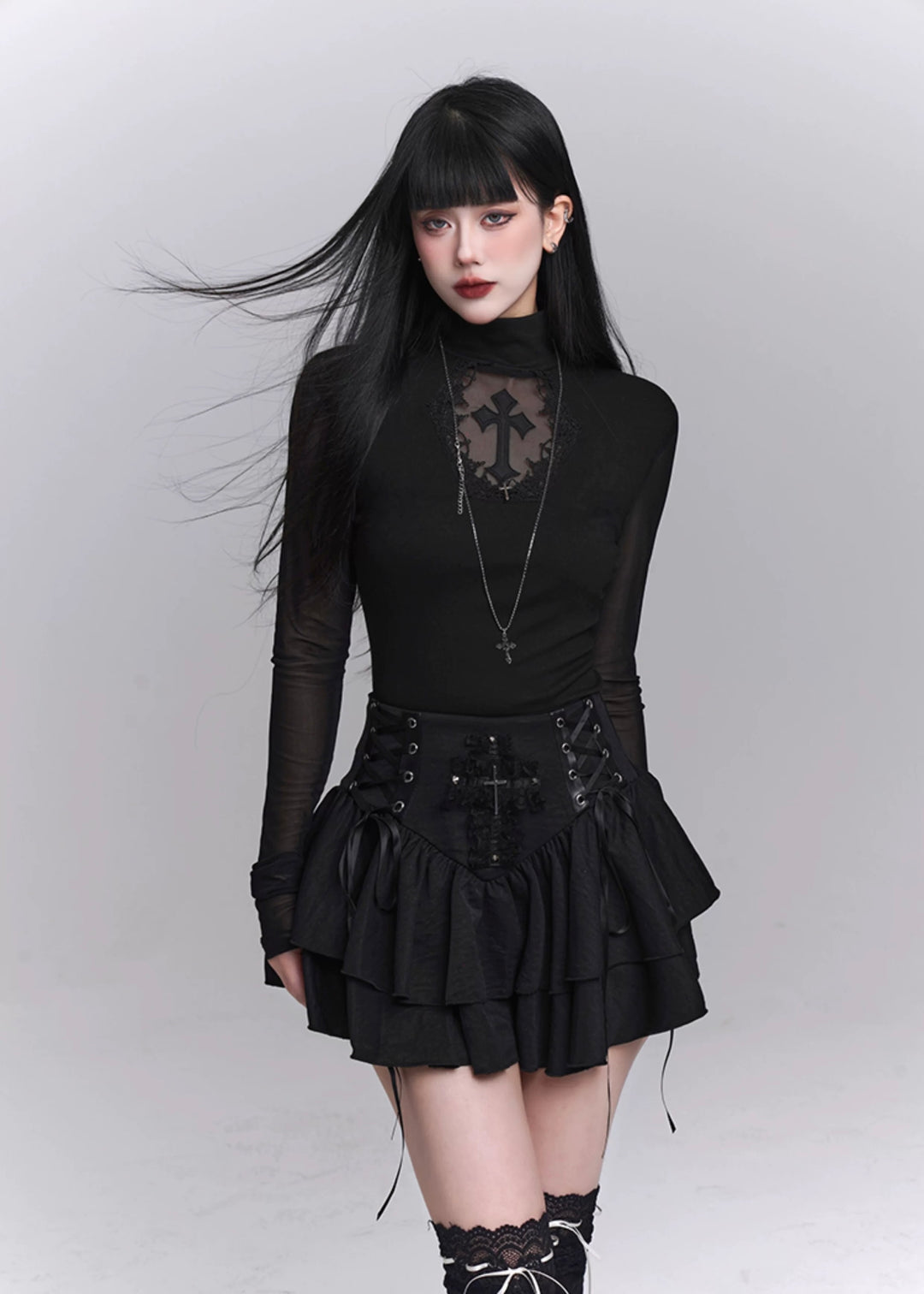 gothic cross lace slim fit / LG1232