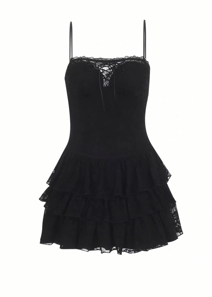 GOTHIC LACE TIERED MINI ONEPIECE / LG1692
