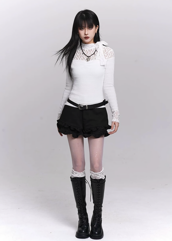 Lace High-Neck Slim Fit Top / LG1508