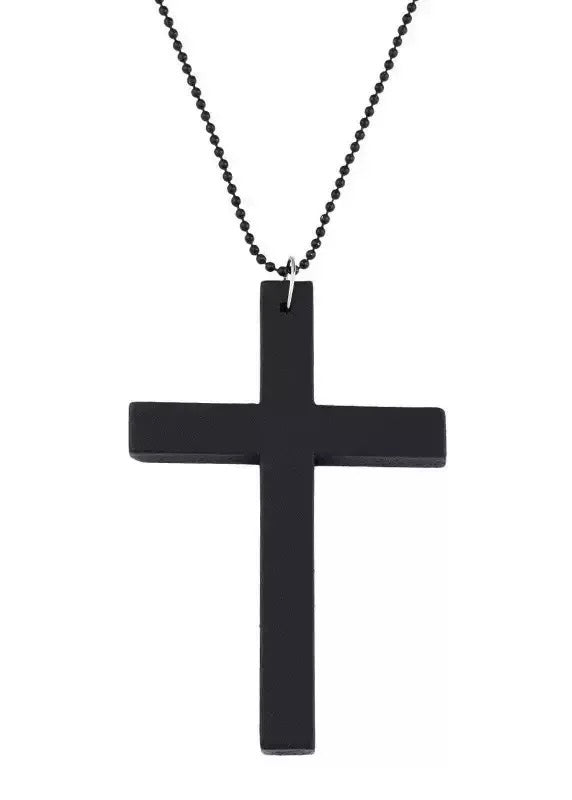 Wood Cross Gothic Necklace / a1123_e4r