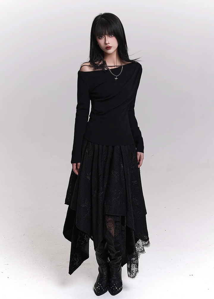 ASYMMETRIC STRAP OFF-SHOULDER TOP / LG1458