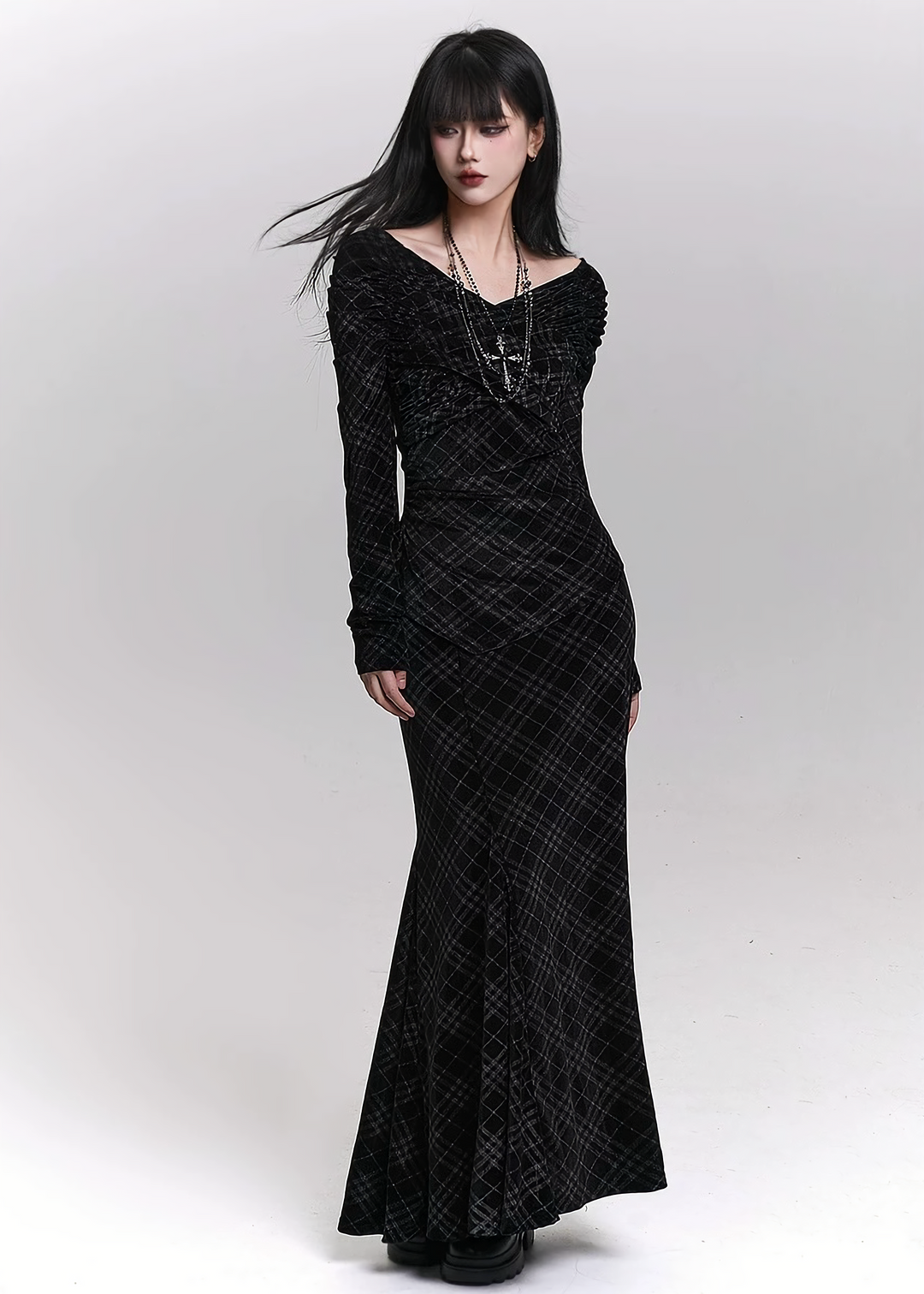 CROSS VELVET LONG SET / LG1472