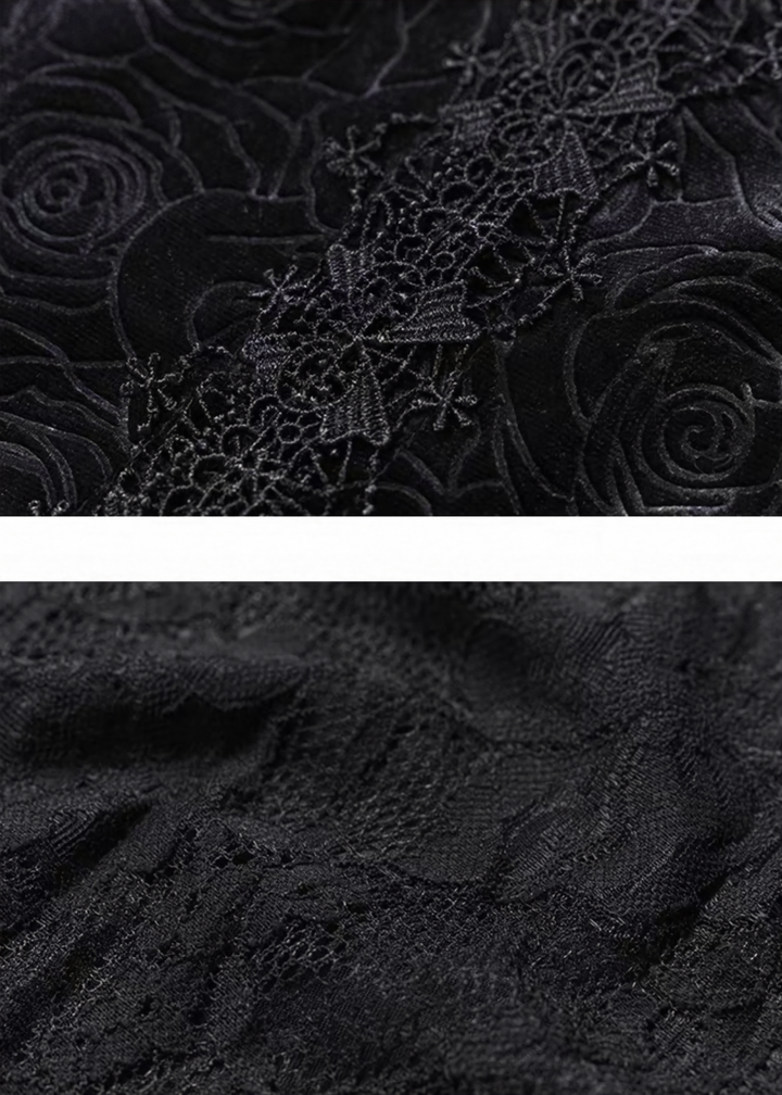 Black Jacquard Fishtail Long Skirt / LG1521