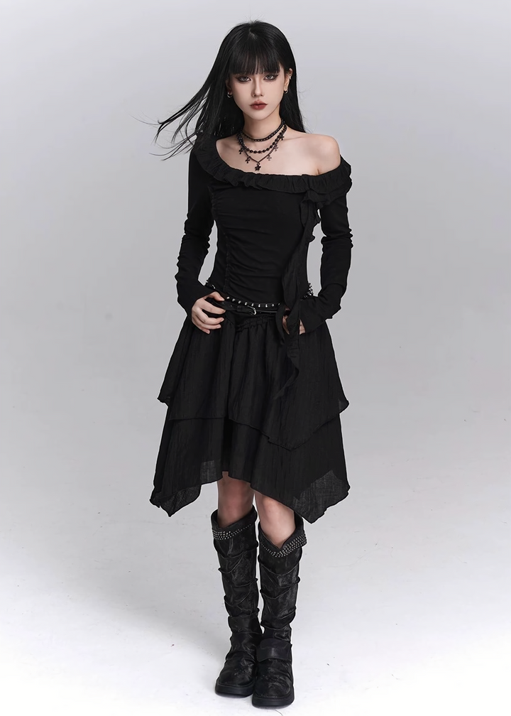 ASYMMETRIC GOTHIC FRILL DRESS / LG1446