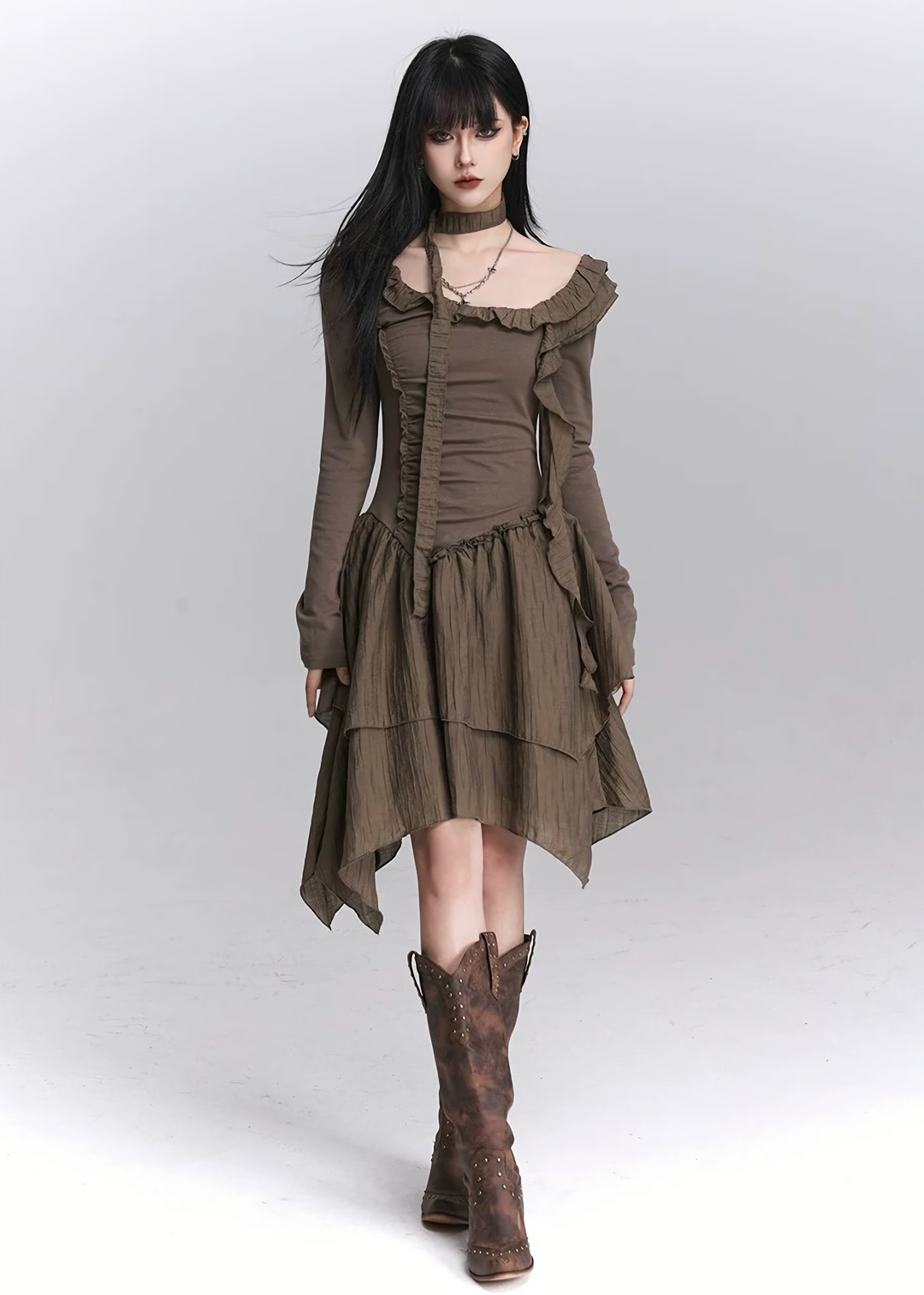 ASYMMETRIC GOTHIC FRILL DRESS / LG1446