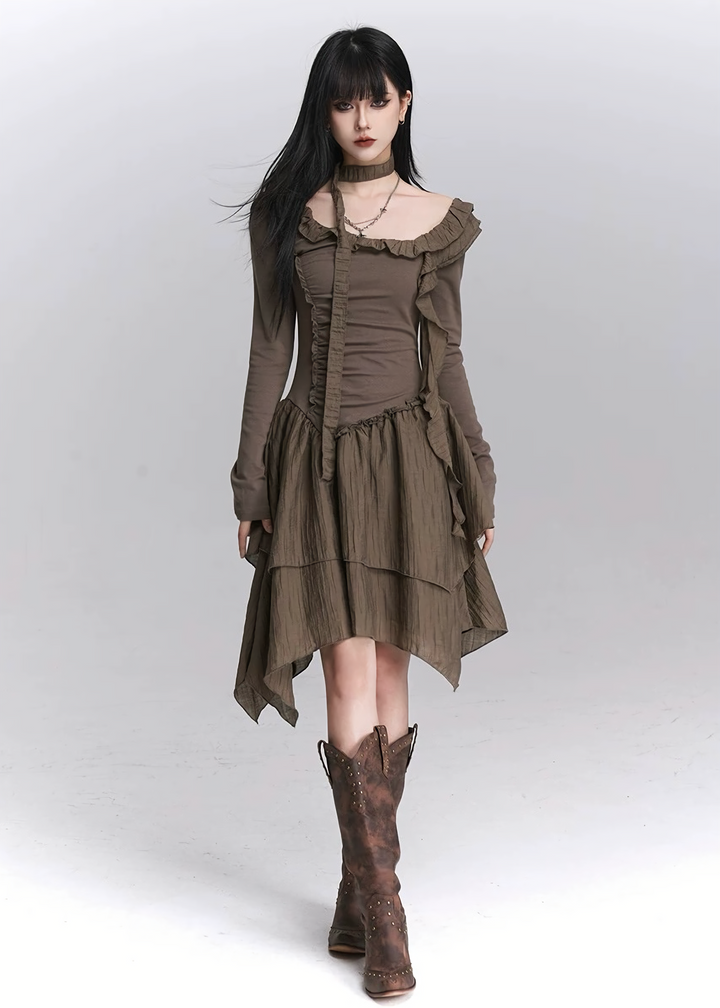 ASYMMETRIC GOTHIC FRILL DRESS / LG1446