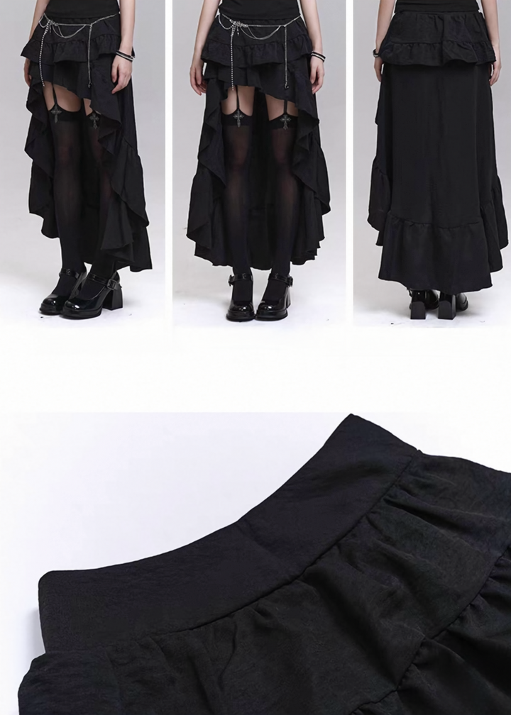 Gothic Frill Asymmetry Skirt / LG1297_e4r
