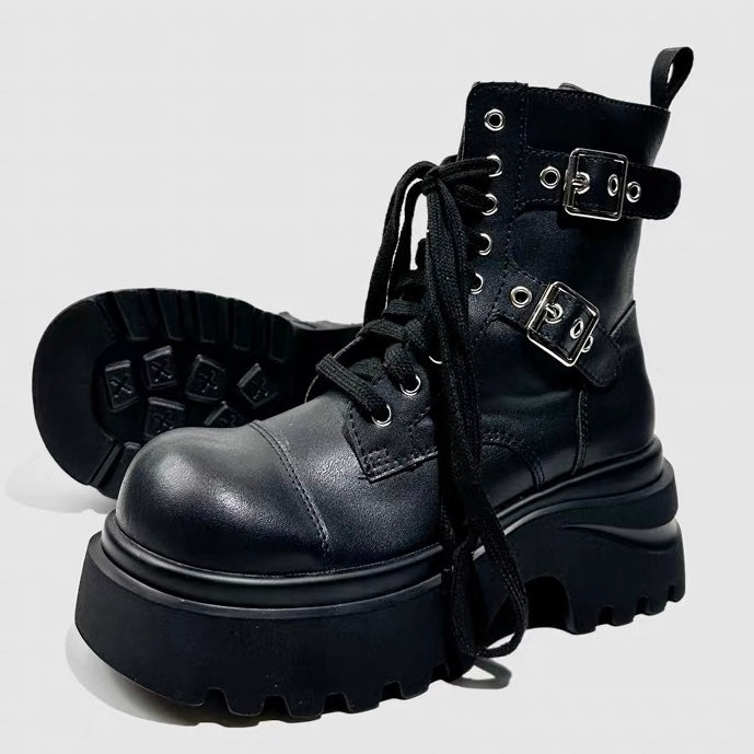 DARK Double Buckle Platform Boots / V1182