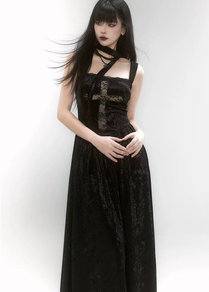 gothic cross dress &amp;amp; short fur jacket / LG1185_e4r