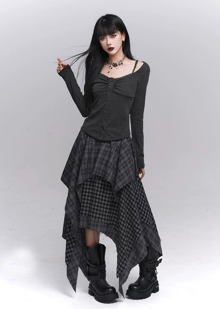 Gothic Ruched Button Top / lg1352